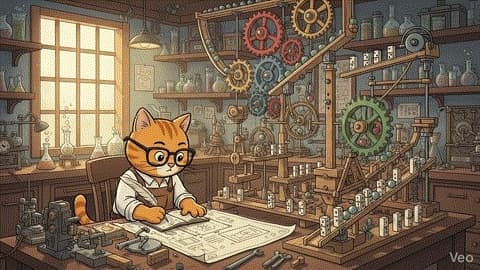 Benny studying blueprints at the drawing table